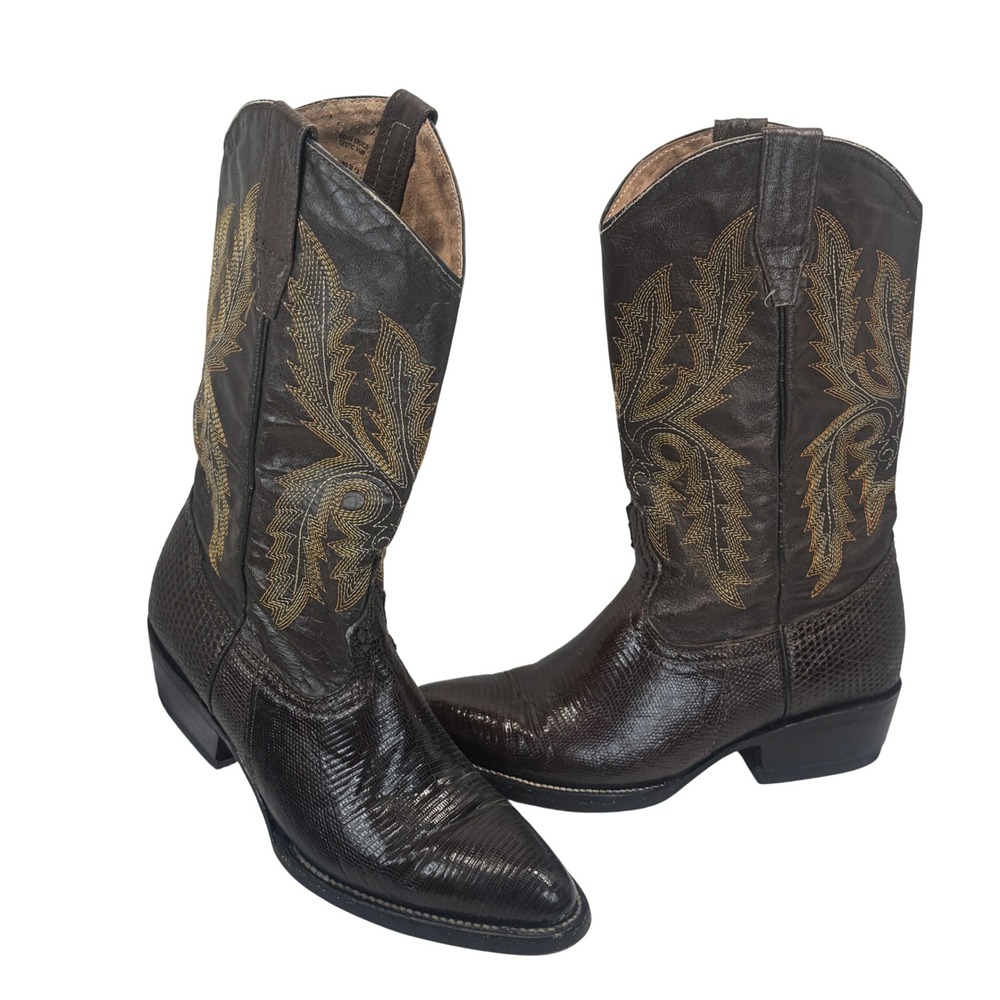 Circle G Boots Womens‎ 6.5 Brown Exotic Lizard Skin Leather Western Cowboy Boho